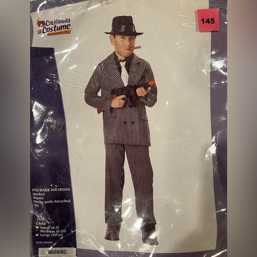 California Costume Black and White Pinstripe Gangster Suit for Kids